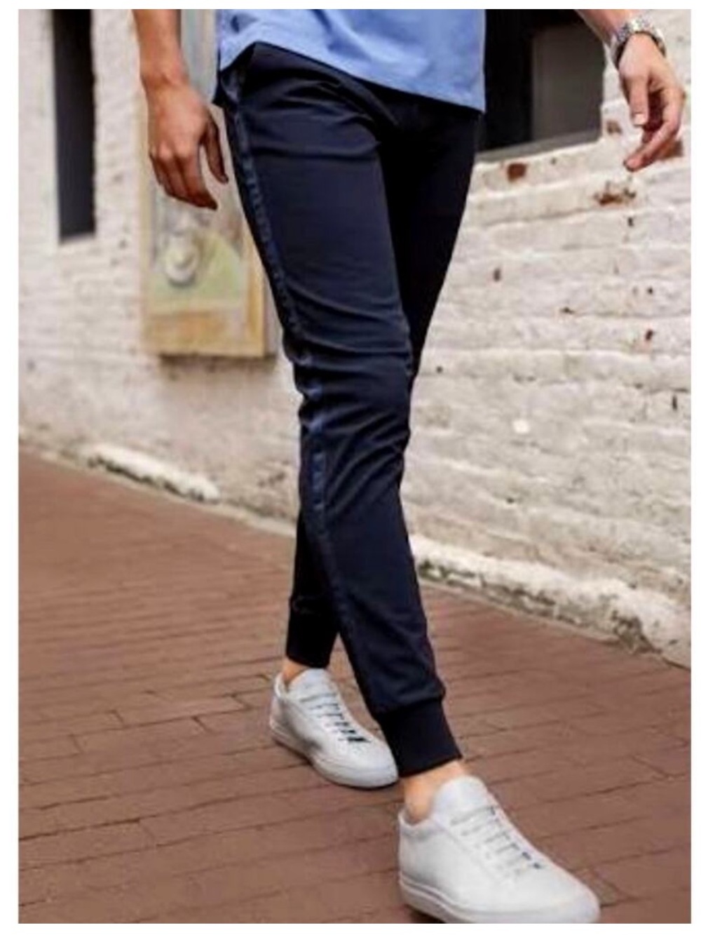 Greyson Clothiers Mens Navy Rumson side stripe tailored jogger pants, size 34